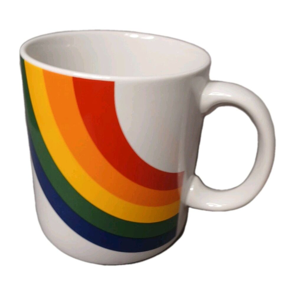 FTD Florest Vintage Rainbow Coffee Mug Tea Cup Korea Pride Happy 1980s